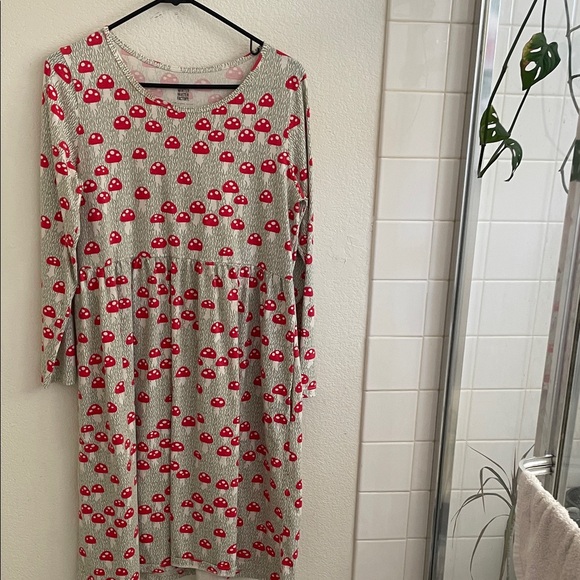Red Mushroom Print Long Sleeve Dress - Picture 1 of 7